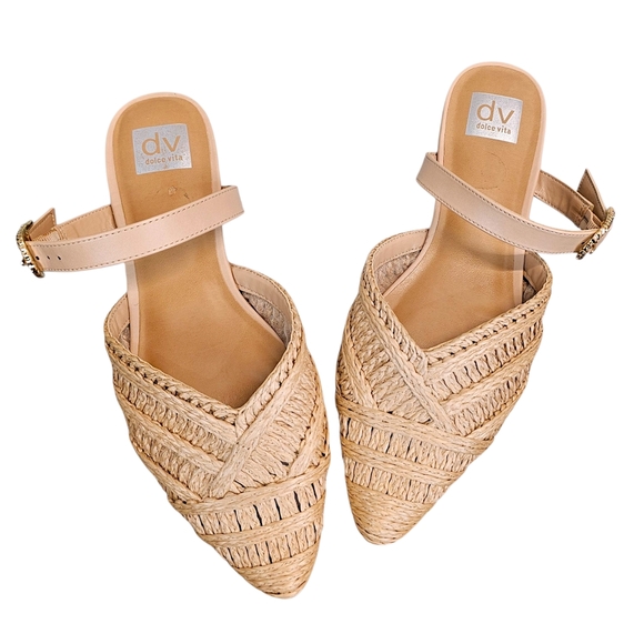 DV Dolce Vita Raffia Demi Woven Flats Sandal Neutral Boho Coastal Chic Resort 10 - Picture 1 of 11